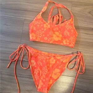 Kulani Kinis Floral Bikini in Vibrant Orange